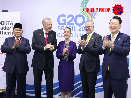 Presiden Republik Indonesia Prabowo Subianto Bertemu Para Pemimpin MIKTA di KTT G20 Brasil
