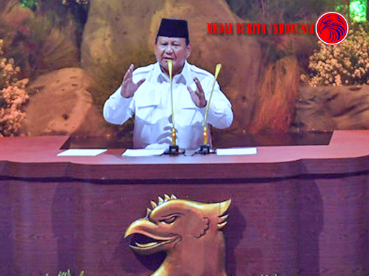 Presiden Prabowo Subianto berpidato pada perayaan HUT ke-17 Partai Gerindra