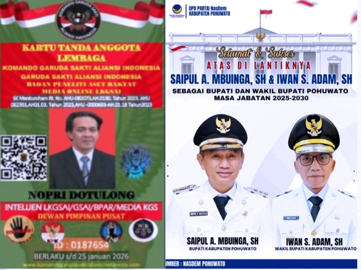 Suport Pengurus DPP LSM KGSAI Atas Dilantiknya Bupati dan Wakil Bupati Pohuwato Periode 2025-2030