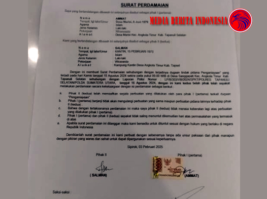 Walaupun Ada Surat Perdamaian Polres Tapsel, Diduga Abaikan Restorative Justice (RJ)