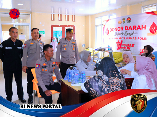 100 Personel Polres Lampung Barat Ikuti Donor Darah Peringati Hari Jadi Humas Polri
