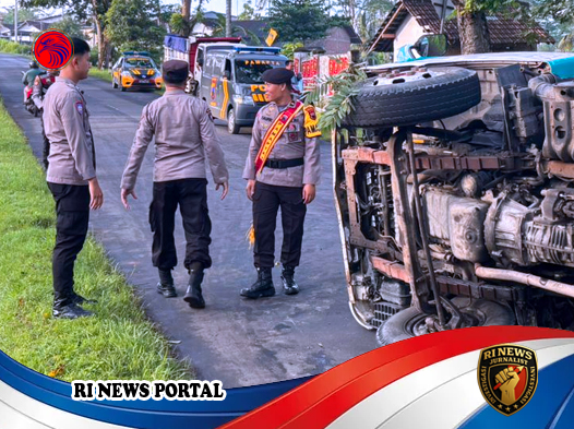 Respons Cepat Polres Wonogiri Atasi Kecelakaan Truk Pasir Tunggal di Ngadirojo