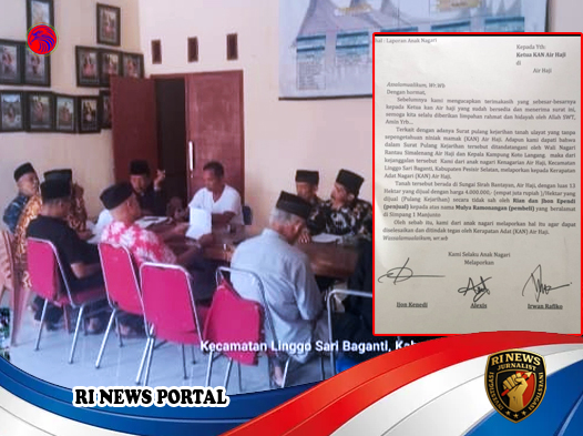 Oknum Wali Nagari Diduga Jual Tanah Ulayat Air Haji Tanpa Persetujuan Masyarakat Adat