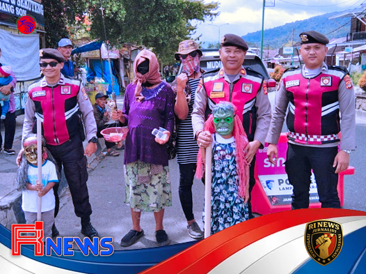 Polisi Lampung Barat Siagakan Pasukan Samapta Amankan Pesta Adat Sekura Cakak Buah di Tengah Arus Balik Lebaran