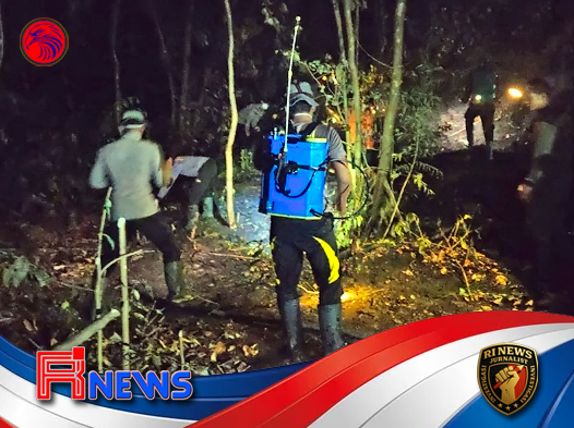 Pemadam Api Polsek Ella Hilir Tetap Hadapi Jalan Tanah Licin dan Tidak Ada Tangki di Tengah Kebakaran Hutan