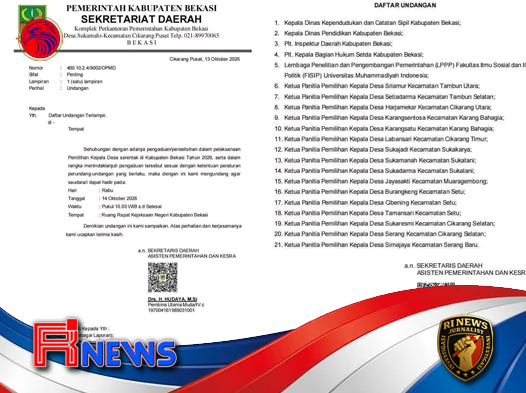 Surat Undangan Sekda Bekasi Buka Tabir Pengaduan Pilkades Serentak 2026